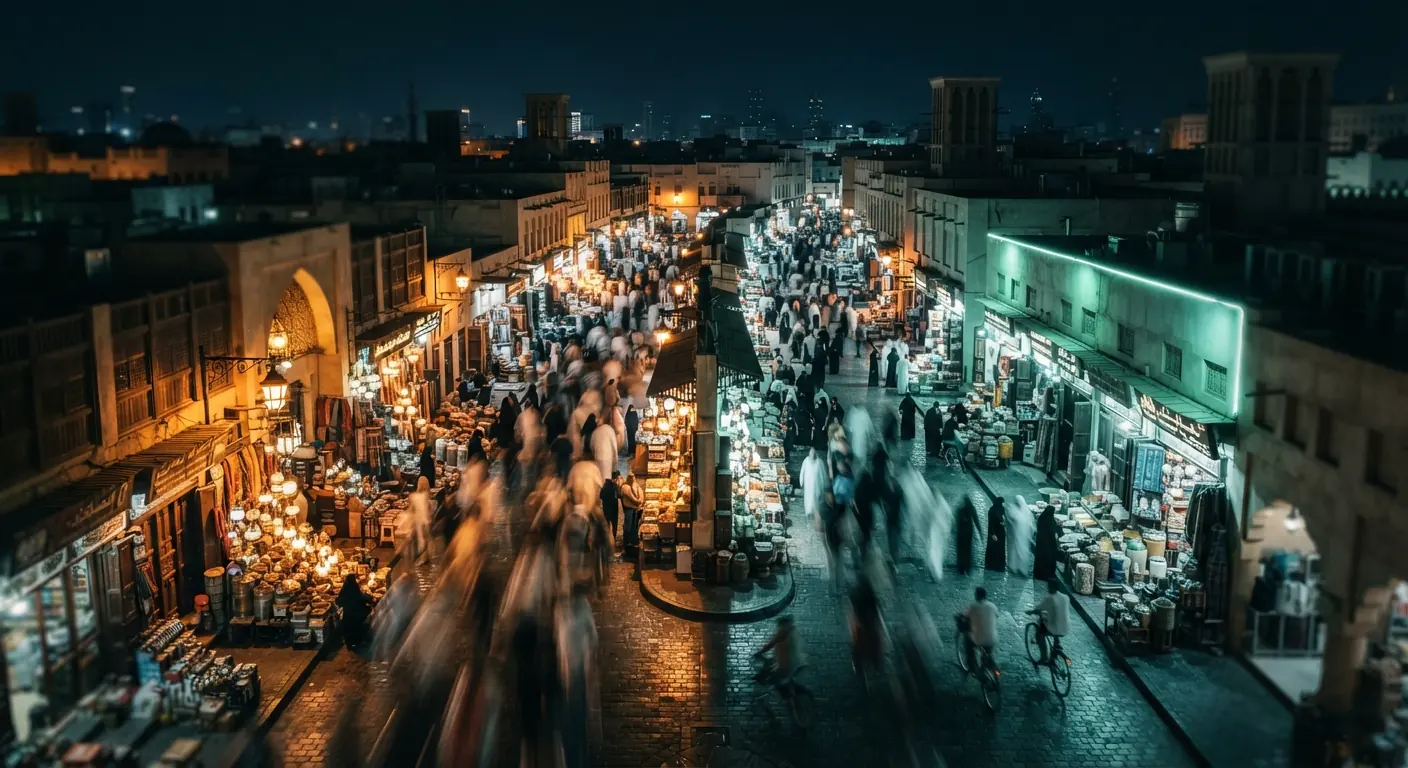 Two crowds, one souq